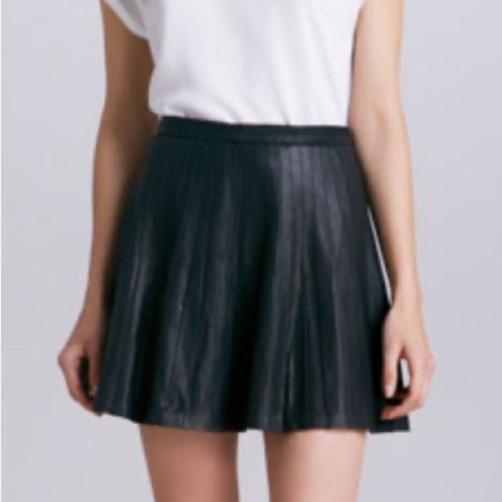 Theory Black Leather Skirt
